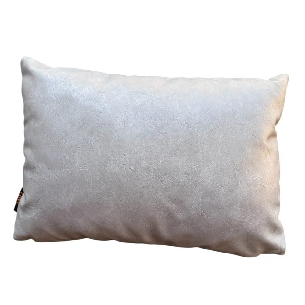 Frye Gray Faux Woven Leather 14 × 20 Decorative Lumbar Throw Pillow